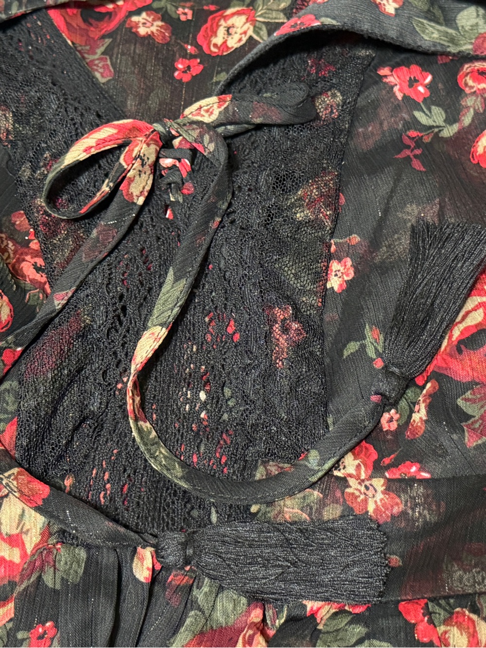 Torrid Size 2X Floral Sheer Bell Sleeve Babydoll Blouse | Boho Romantic Top - Picture 6 of 9